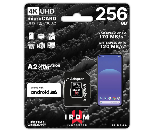 GOODRAM 256GB microSDXC IRDM 170MB/s UHS-I U3 V30 A2 - 1278517 - zdjęcie 2